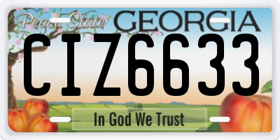 GA license plate CIZ6633