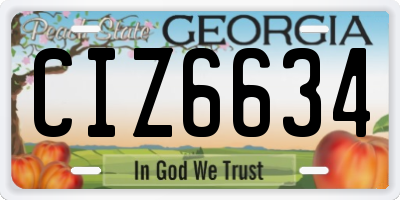 GA license plate CIZ6634