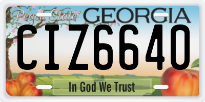GA license plate CIZ6640