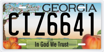 GA license plate CIZ6641