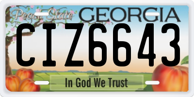 GA license plate CIZ6643