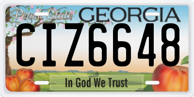 GA license plate CIZ6648