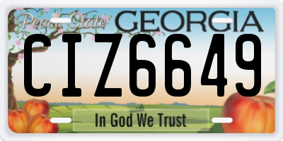 GA license plate CIZ6649