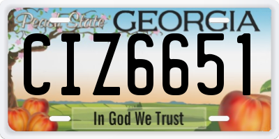 GA license plate CIZ6651