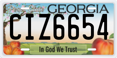 GA license plate CIZ6654