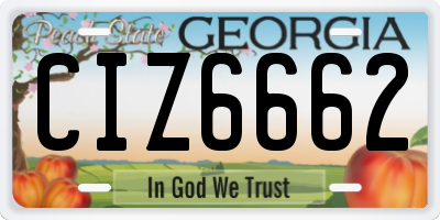 GA license plate CIZ6662