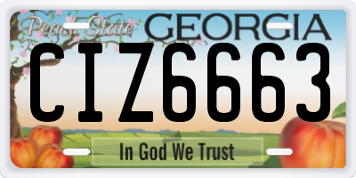 GA license plate CIZ6663