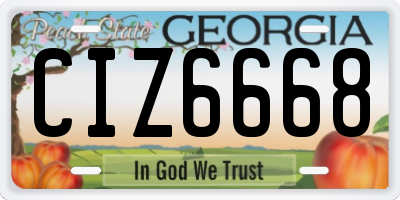 GA license plate CIZ6668