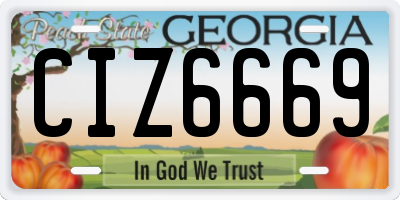 GA license plate CIZ6669