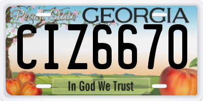 GA license plate CIZ6670