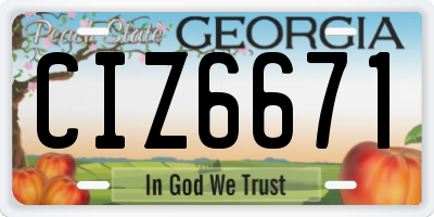 GA license plate CIZ6671