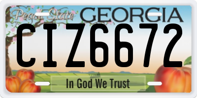 GA license plate CIZ6672