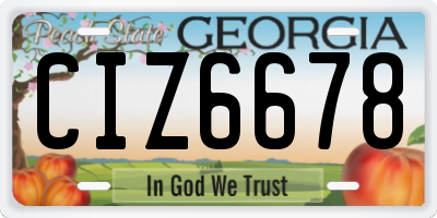 GA license plate CIZ6678