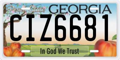 GA license plate CIZ6681