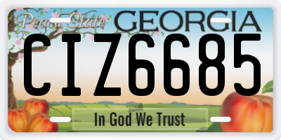 GA license plate CIZ6685