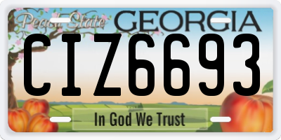 GA license plate CIZ6693