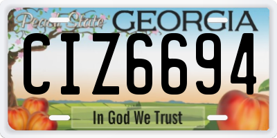 GA license plate CIZ6694