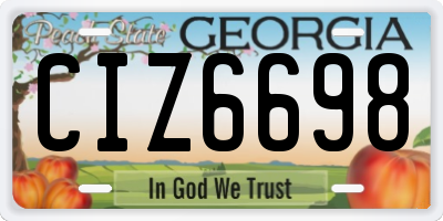 GA license plate CIZ6698