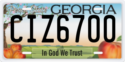 GA license plate CIZ6700