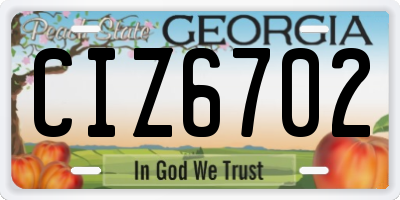 GA license plate CIZ6702
