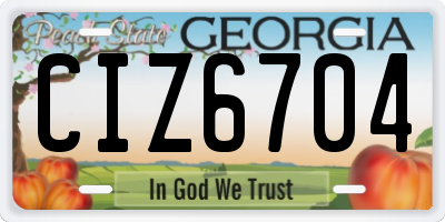 GA license plate CIZ6704