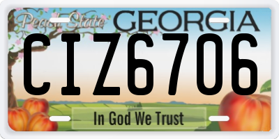 GA license plate CIZ6706