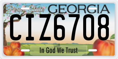 GA license plate CIZ6708
