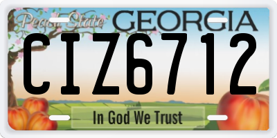 GA license plate CIZ6712