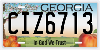 GA license plate CIZ6713
