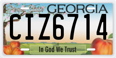 GA license plate CIZ6714