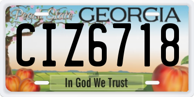 GA license plate CIZ6718