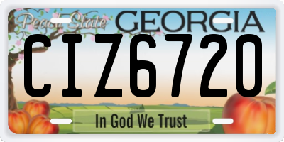 GA license plate CIZ6720