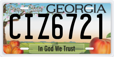 GA license plate CIZ6721