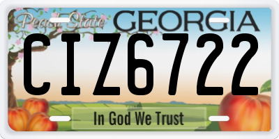 GA license plate CIZ6722