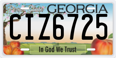 GA license plate CIZ6725