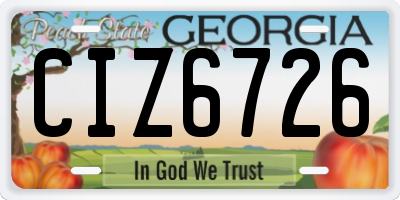 GA license plate CIZ6726