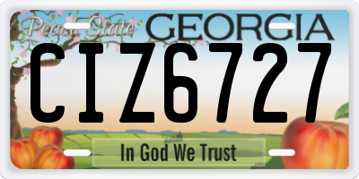 GA license plate CIZ6727