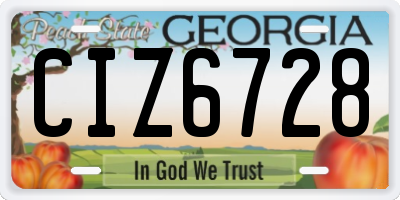 GA license plate CIZ6728