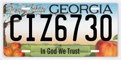 GA license plate CIZ6730