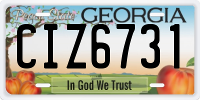 GA license plate CIZ6731