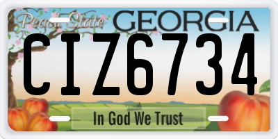 GA license plate CIZ6734