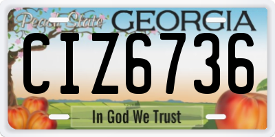 GA license plate CIZ6736