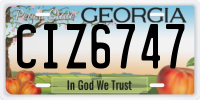 GA license plate CIZ6747