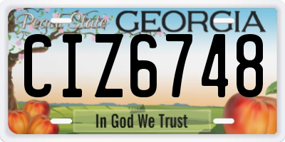 GA license plate CIZ6748