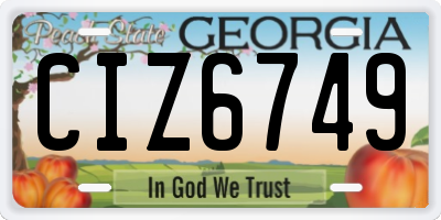 GA license plate CIZ6749