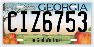 GA license plate CIZ6753