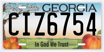 GA license plate CIZ6754