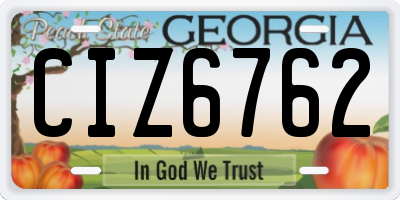GA license plate CIZ6762