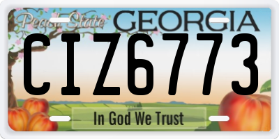 GA license plate CIZ6773
