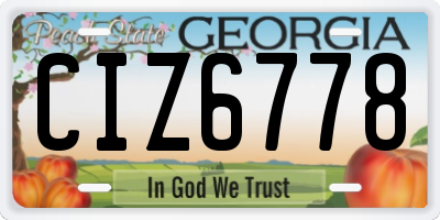 GA license plate CIZ6778